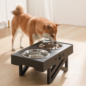 Separate Design Stainless Steel Double Bowl Lifting Table Adjustable Height Stand Dog Cat Food Water Feeder with Non-slip Mat - Image 5