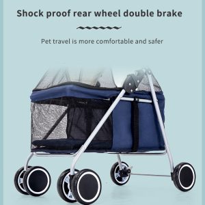 Cheap Price 4 Wheel Small Pet Fold Travel Stroller Small Dog for Pet Travel /Dog Stroller Pet Carrier - Image 5