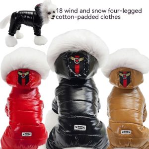 In Stock Cotton-padded Fancy Pet Apparel Dog Clothes Autumn and Winter Jacket Thicken Outerwear Warm Clothes Dog Coat - Image 5