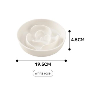 Anti-Slip Rose Shape Ceramic Healthy and Practical Glazed Pet Feeder Dog and Cat Slow Feeder Bowl for Water Food - Image 6