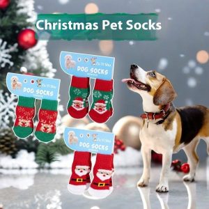 Christmas Hot-selling Luxury Breathable Dog Socks Senior Moose Snowman Anti-slip Teddy Bichon Frise Puppy - Image 3