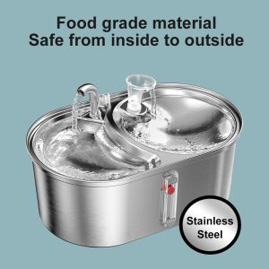 Automatic Quieter 2 in 1 Cat Water Fountain Stainless Steel Pet Water Food Feeder - Image 4