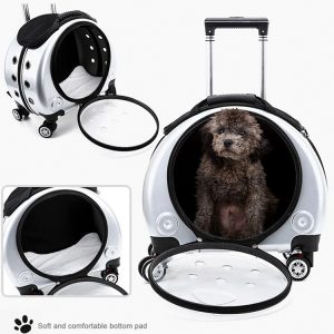 Travel Space Capsule Rolling Luggage Pet Trolley Carrier Bag Portable Cat Puppy Bag Pet Carrier Transport Backpack on Wheels - Image 2
