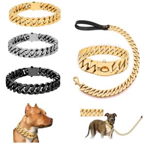 Cuban Link Miami Fashion Alloy & Stainless Steel Eco-Friendly Dog Training Collar with Scarf Decoration Gold Chain - Image 4