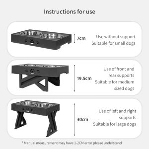 Separate Design Stainless Steel Double Bowl Lifting Table Adjustable Height Stand Dog Cat Food Water Feeder with Non-slip Mat - Image 3
