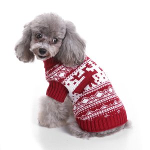 Luxury Christmas Dog & Cat Clothes Warm Winter Waterproof Sweaters Striped Snowflake Design Durable Polyester Material - Image 4