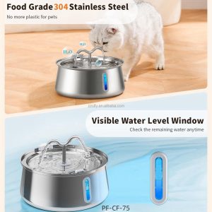 New Wholesale Round Stainless Steel Pet Dog Water Dispenser Cat Water Fountain Pet Feeder Bowl - Image 3