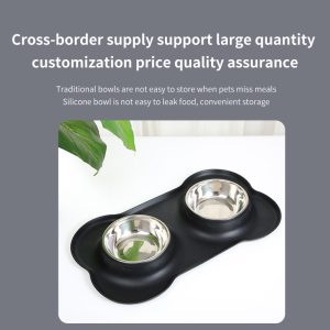 Separable Stainless Steel Dog Double Bowls Pet Cat Food Scoop Water and Food Feeder with No Spill Non-Skid Silicone Mat - Image 4