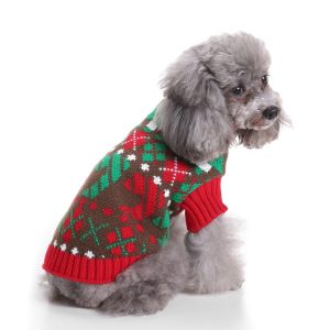 Luxury Christmas Dog & Cat Clothes Warm Winter Waterproof Sweaters Striped Snowflake Design Durable Polyester Material - Image 6