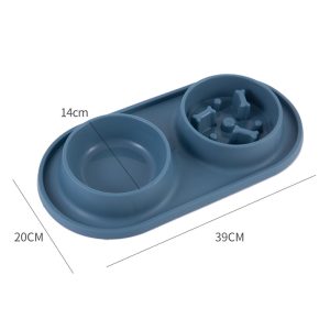 Anti-choking Detachable Double Bowl Design Plastic Stainless Steel Eco-Friendly Pet Slow Feeder Dog Food Water Bowl Non-Skid - Image 5
