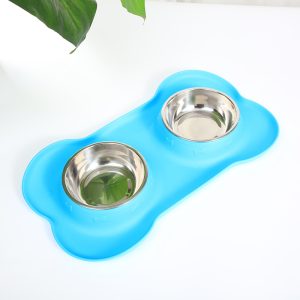 Separable Stainless Steel Dog Double Bowls Pet Cat Food Scoop Water and Food Feeder with No Spill Non-Skid Silicone Mat - Image 5