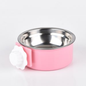 Spot Stainless Steel Split Double-deck Design Cage Fixed Raised Hanging Anti Overturning Pet Food Bowl Dog Cat Water Feeder - Image 1