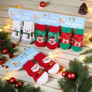 Christmas Hot-selling Luxury Breathable Dog Socks Senior Moose Snowman Anti-slip Teddy Bichon Frise Puppy - Image 6