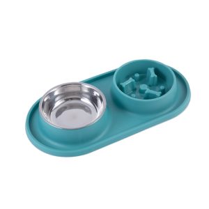 Anti-choking Detachable Double Bowl Design Plastic Stainless Steel Eco-Friendly Pet Slow Feeder Dog Food Water Bowl Non-Skid - Image 6