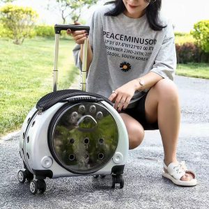 Dog Cat Carrier With Wheels Outdoor Backpack Pet Carrier Pet Trolley Portable Pet Carries - Image 4