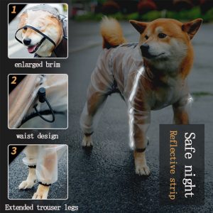 In Stock Wholesale Upgraded Transparent Reflective Waterproof Dog Clothes Small Pet Clothes Hoodie Pit Bull Dog Rain Coats - Image 4