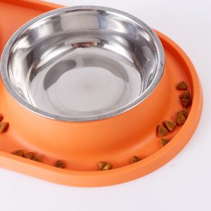 Anti-choking Detachable Double Bowl Design Plastic Stainless Steel Eco-Friendly Pet Slow Feeder Dog Food Water Bowl Non-Skid - Image 4