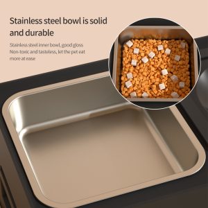 Adjustable Height Protect Pet Spine Double Bowl Stainless Steel and Floating Zero Splash Bowl Dog Slow Feeder for Water Food - Image 5