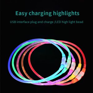 Luminous Fiber Optic LED Light-emitting Pet Collar Multi-color USB Charging Dog Collar Can Be Cut Short - Image 3