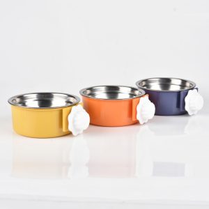 Spot Stainless Steel Split Double-deck Design Cage Fixed Raised Hanging Anti Overturning Pet Food Bowl Dog Cat Water Feeder - Image 2