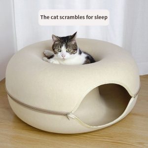 Hot Sell Wholesale Semi-enclosed Detachable Cat Tunnel  Donut Pet Nest Cat Toy for Sleeping and Playing Pet Bed Cat House - Image 5