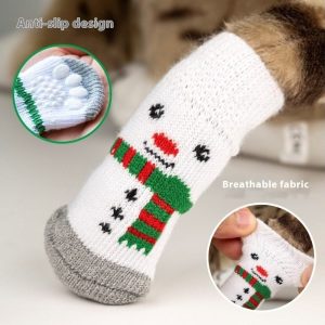 Christmas Hot-selling Luxury Breathable Dog Socks Senior Moose Snowman Anti-slip Teddy Bichon Frise Puppy - Image 5