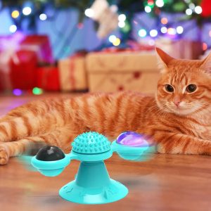 Animal Doll  Stuffed Cat Pet  Catnip Grass Toy Interactive Windmill Cat Toys With Catnip  Cat Toys For Indoor Cats Funny Kitten Toys With LED Light Ball Suction Cup Cat Nip Toy For Cat Chew Exerc - Image 5
