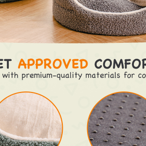 Mewoo Washable Pet Bed For Cats & Small Dogs - 23x23x7 Inch Round Orthopedic Bed With Non-Slip Bottom, Plush Indoor Cat Bed For Kittens & Puppies, Sage Green - Image 3