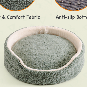 Mewoo Washable Pet Bed For Small Dogs & Cats - 23x23x7 Inch Orthopedic Dog Bed With Non-Slip Bottom, Plush Round Bed For Puppies & Indoor Kittens, Grey - Image 4
