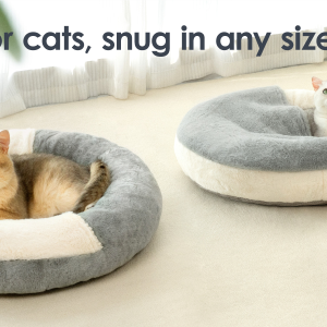MEWOOFUN Enclosed Cat Bed Cave - Washable Pet Bed With Blanket & Non-Slip Base For Cats & Small Dogs 22'' X 22'', White - Image 5