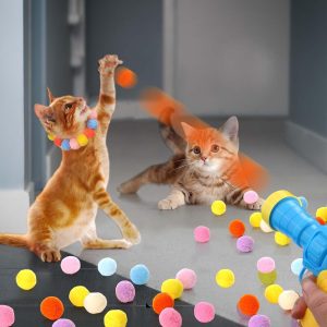Cat Toy Ball Launcher Gun Cat Fetch Toy Gun Shooter Plush Ball Shooting Gun With 20Pcs Pom Pom Balls  Toys Interactive For Indoor Cats - Image 6